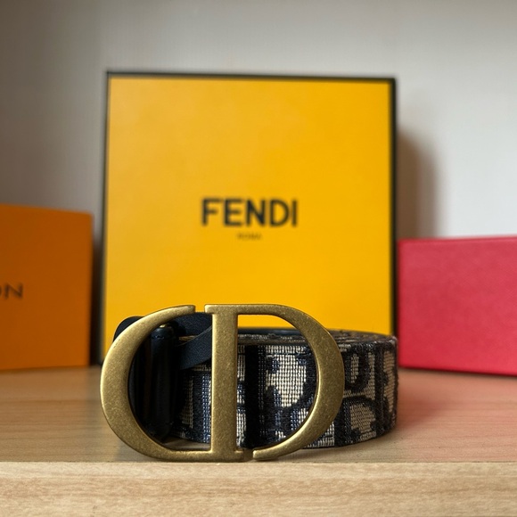 Dior Other - 🚨SOLD‼️Dior Navy Blue Oblique Canvas 30 Montaigne Belt